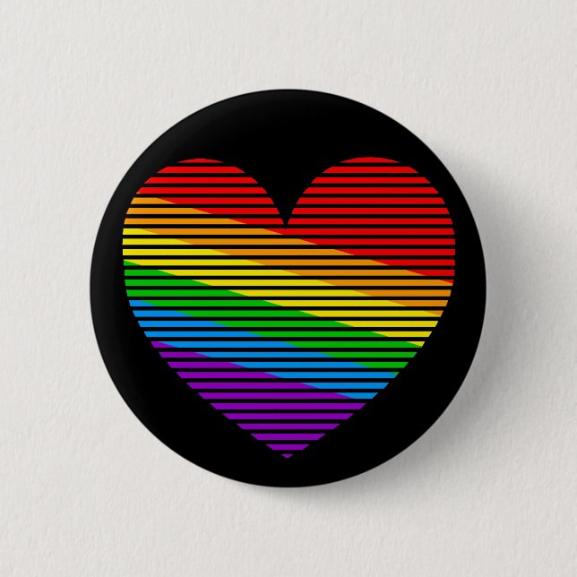 Corey Tiger 80s Rainbow Stripe Heart Pin (Front)