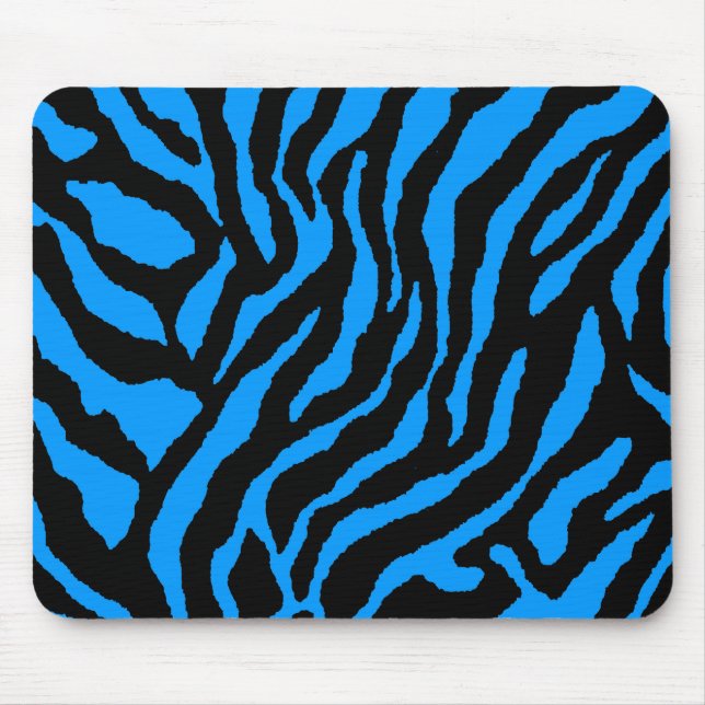 COREY TIGER 80's RETRO BLUE BLACK STRIPES Mouse Mat (Front)
