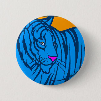COREY TIGER 80s RETRO BLUE JUNGLE TIGER 6 Cm Round Badge