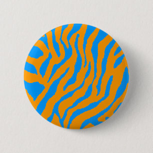 COREY TIGER 80s RETRO BLUE ORANGE TIGER STRIPES 6 Cm Round Badge