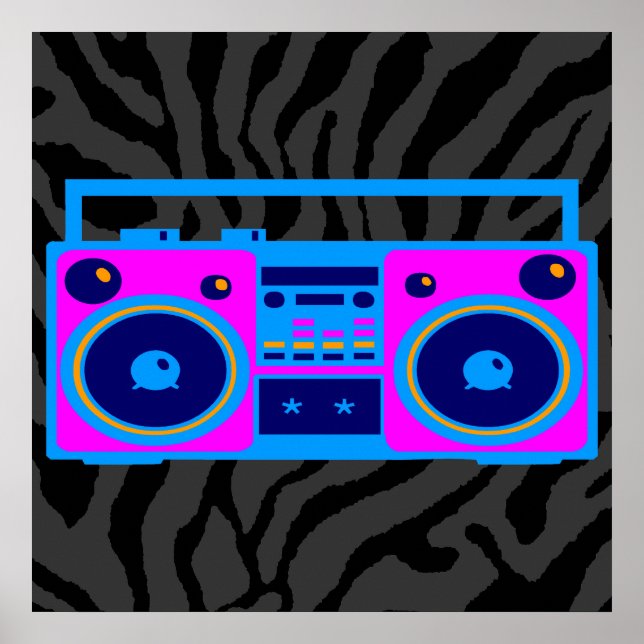 Corey Tiger 80s Retro Boombox Radio Poster (Front)