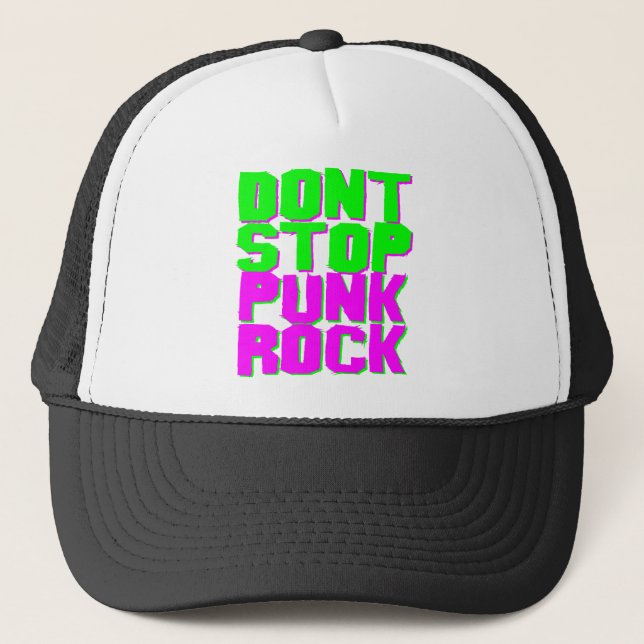 COREY TIGER 80s RETRO DON'T STOP PUNK ROCK Trucker Hat (Front)