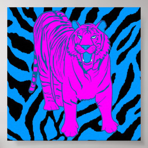 Corey Tiger 80s Retro Growling Tiger Poster