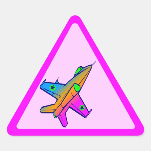 Corey Tiger 80s Retro Jet Fighter Plane Triangle Sticker (Front)