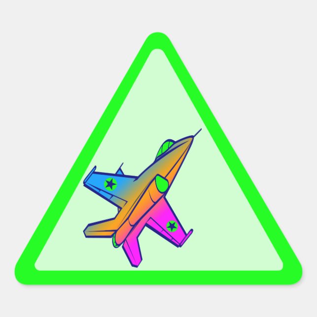 Corey Tiger 80s Retro Jet Fighter Plane Triangle Sticker (Front)