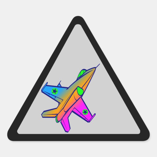 Corey Tiger 80s Retro Jet Fighter Plane Triangle Sticker (Front)