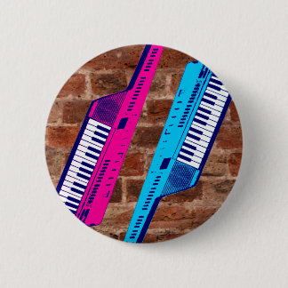 Corey Tiger 80's Retro Keytar Brick Wall 6 Cm Round Badge