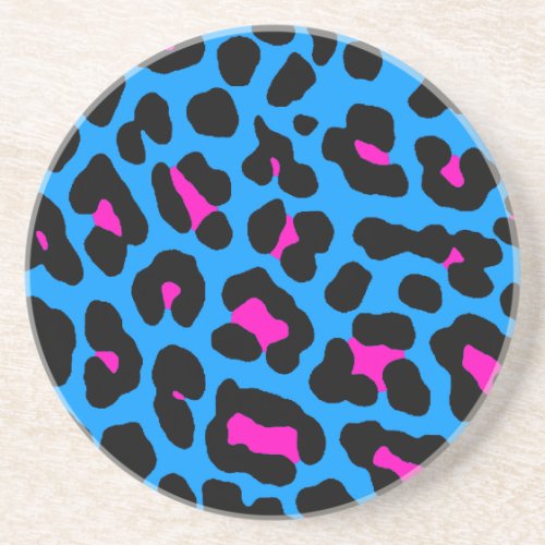 Blue and Pink Leopard Print Coaster by Corey Tiger