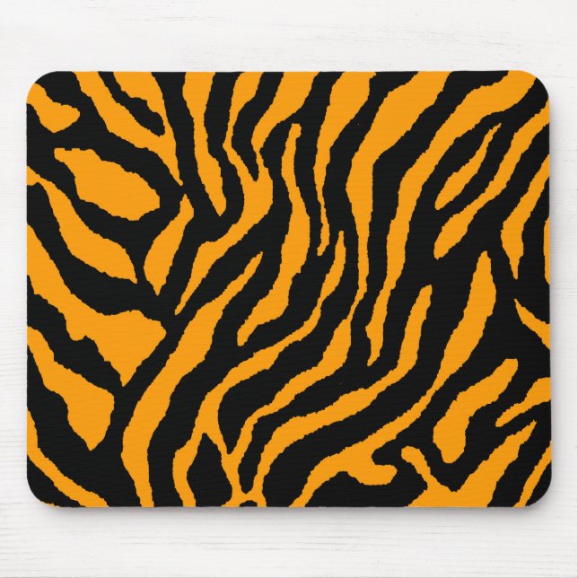 COREY TIGER 80's RETRO ORANGE BLACK STRIPES Mouse Mat (Front)
