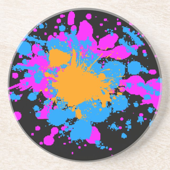 Corey Tiger 80s Retro Paint Splatter Coaster (Front)