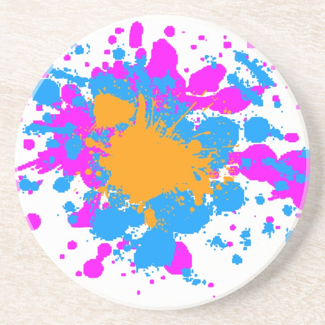 Corey Tiger 80s Retro Paint Splatter Coaster (Front)
