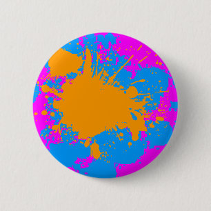 Corey Tiger 80s Retro Paint Splatter (Multicolor) 6 Cm Round Badge
