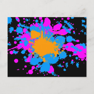 Corey Tiger 80s Retro Paint Splatter (Multicolor) Postcard