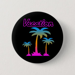 COREY TIGER 80s RETRO PALM TREES VACATION TROPICS 6 Cm Round Badge