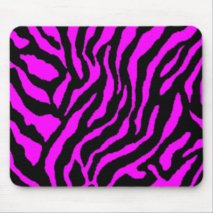 COREY TIGER 80's RETRO PINK BLACK STRIPES Mouse Mat