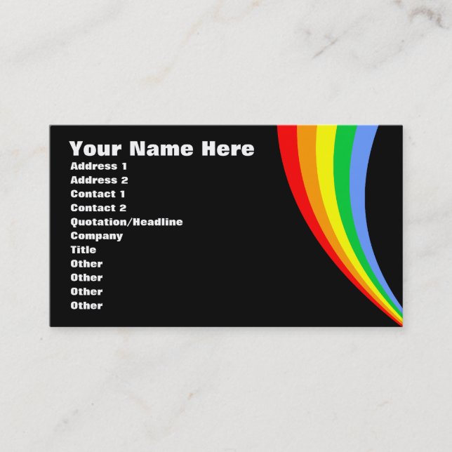 Corey Tiger 80s Retro Rainbow Business Card (Front)