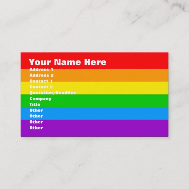 Corey Tiger 80s Retro Rainbow Business Card (Front)