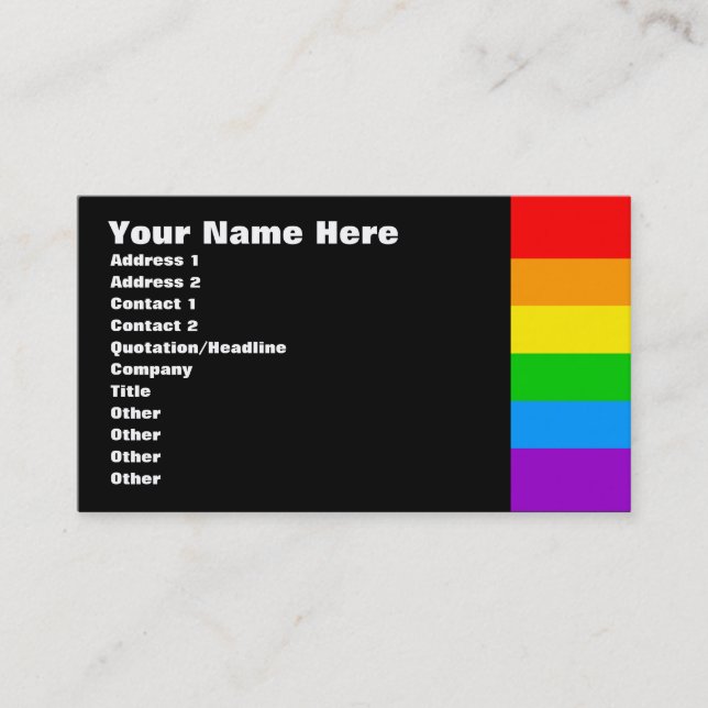 Corey Tiger 80s Retro Rainbow Business Card (Front)