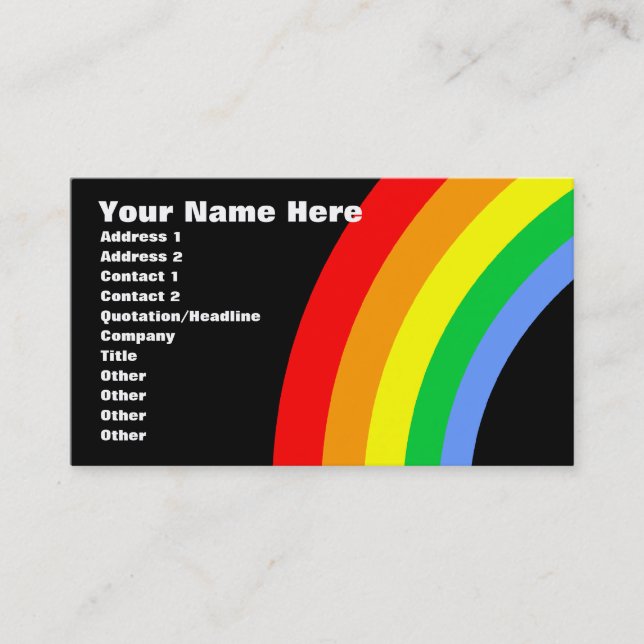 Corey Tiger 80s Retro Rainbow Business Card (Front)