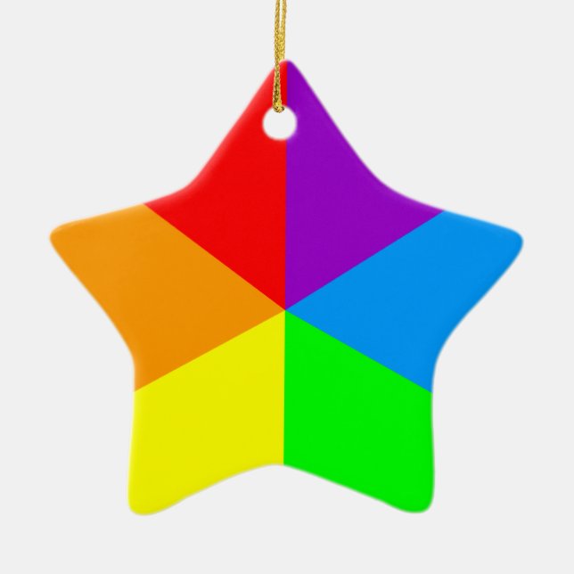 Corey Tiger 80s Retro Star Rainbow Wedges Ceramic Tree Decoration (Front)