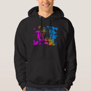 COREY TIGER '80s RETRO TIGER FACE NEW WAVE COLOURS Hoodie