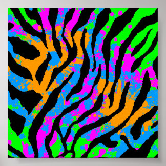 Corey Tiger 80s Retro Tiger Pattern Poster