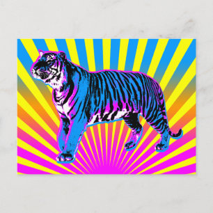Corey Tiger 80s Retro Tiger Rising Sun Postcard