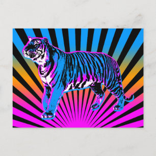 Corey Tiger 80s Retro Tiger Rising Sun Postcard