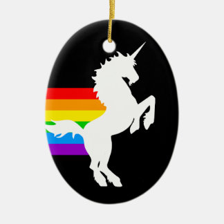 Corey Tiger 80s Retro Unicorn Rainbow Ceramic Tree Decoration