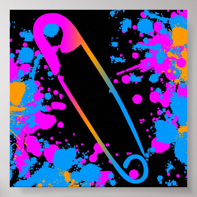 Corey Tiger 80s Safety Pin Paint Splatter Poster (Front)