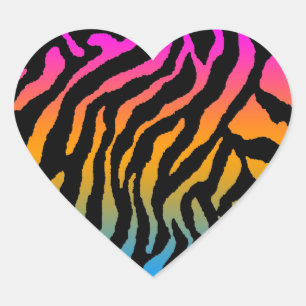 Corey Tiger 80s Tiger Stripes Heart Sticker