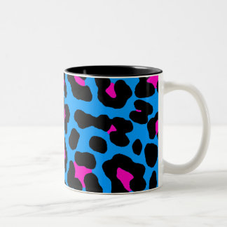 Corey Tiger 80s Vintage Blue Leopard Two-Tone Coffee Mug