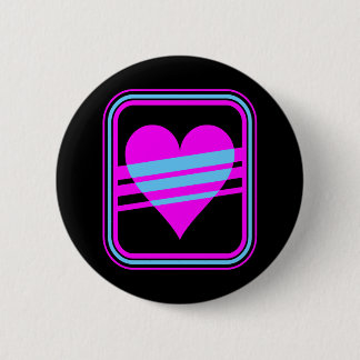 Corey Tiger 80s Vintage Heart & Stripes 6 Cm Round Badge