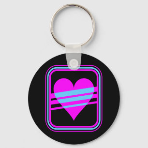 Corey Tiger 80s Vintage Heart & Stripes Key Ring