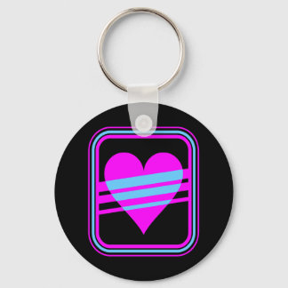 Corey Tiger 80s Vintage Heart & Stripes Key Ring