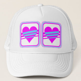 Corey Tiger 80s Vintage Heart & Stripes Trucker Hat