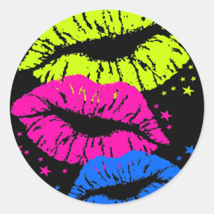 Corey Tiger 80s Vintage Lips & Stars Kisses Classic Round Sticker
