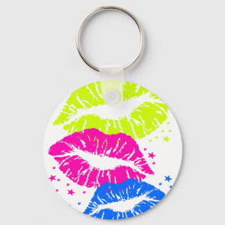 Corey Tiger 80s Vintage Lips & Stars Kisses Key Ring