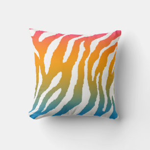 Corey Tiger 80s Vintage Neon Animal Stripes Cushion