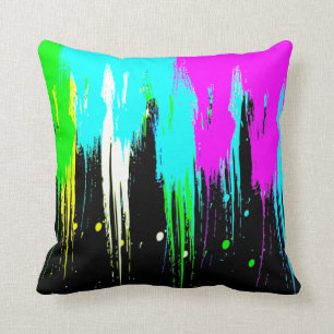 Corey Tiger 80s Vintage Neon Paint Drip Cushion