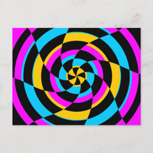Corey Tiger 80s Vintage Op Art Postcard