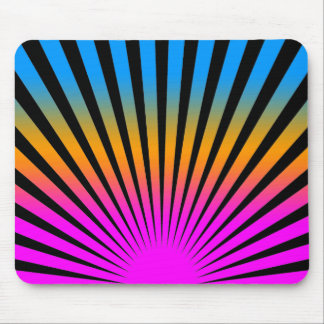 Corey Tiger 80s Vintage Rising Sun Stripes Mouse Mat