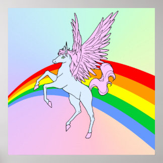 Corey Tiger 80s Vintage Unicorn Rainbow Poster