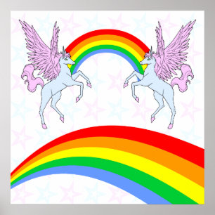 Corey Tiger 80s Vintage Unicorns Rainbows Stars Poster