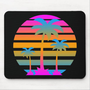 COREY TIGER RETRO SUNSET PALM TREES MOUSE MAT