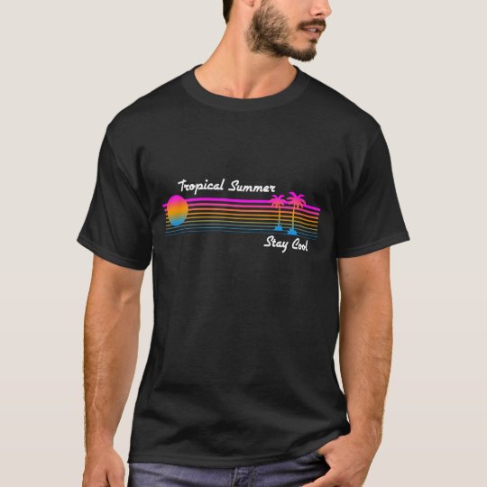 COREY TIGER RETRO SUNSET TROPICAL SUMMER STAY COOL T-Shirt