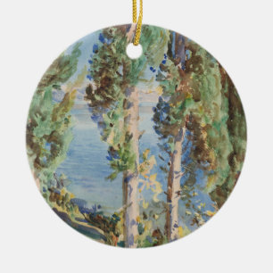 Corfu Cypresses by John Singer Sargent Ceramic Tree Decoration