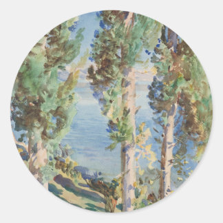 Corfu Cypresses by John Singer Sargent Classic Round Sticker
