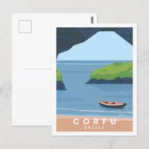 Corfu Greece Famous Travel Place Illustration Postcard
