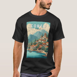 Corfu Greece Illustration Travel Art Vintage T-Shirt